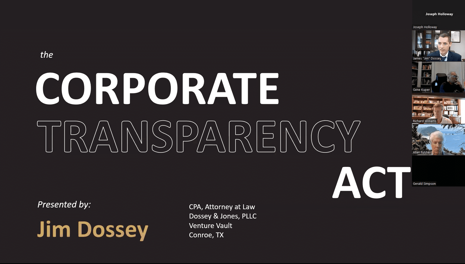 The Corporate Transparency Act Information with Jim Dossey | Conroe Lawyer